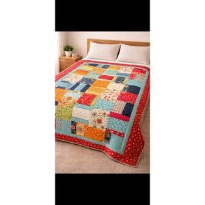 Vintage Patchwork Quilt Queen-king Size Excellent Condition 74x92"